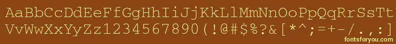 Crr35E-fontti – keltaiset fontit ruskealla taustalla