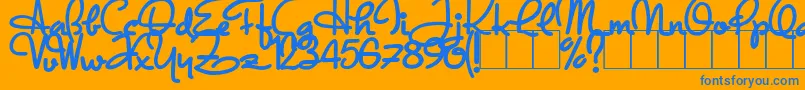 Police DandyHatTrick – polices bleues sur fond orange
