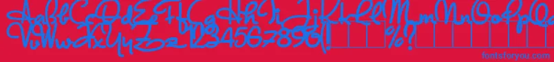 DandyHatTrick Font – Blue Fonts on Red Background