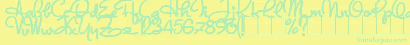 DandyHatTrick Font – Green Fonts on Yellow Background