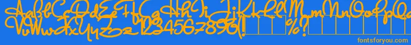 DandyHatTrick Font – Orange Fonts on Blue Background