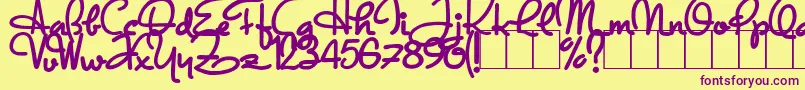 DandyHatTrick Font – Purple Fonts on Yellow Background