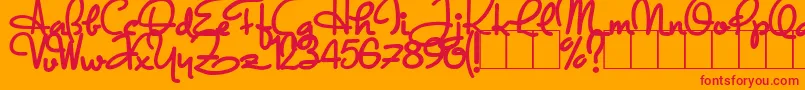 DandyHatTrick Font – Red Fonts on Orange Background