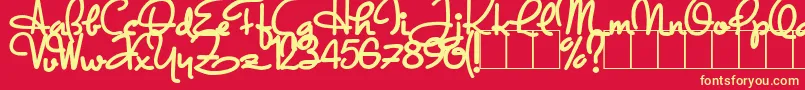 DandyHatTrick Font – Yellow Fonts on Red Background