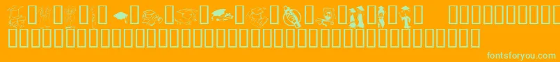 Шрифт KrGrads2002 – зелёные шрифты на оранжевом фоне