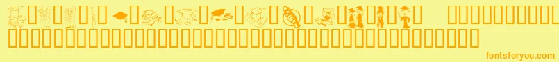 Fonte KrGrads2002 – fontes laranjas em um fundo amarelo
