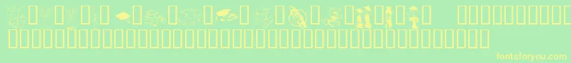 フォントKrGrads2002 – 黄色の文字が緑の背景にあります