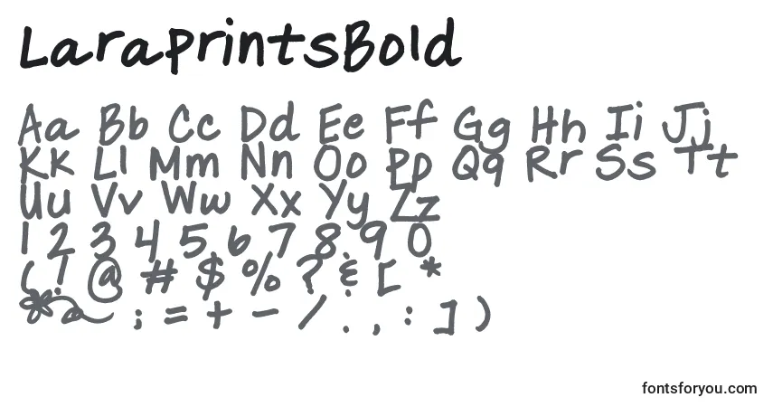 A fonte LaraPrintsBold – alfabeto, números, caracteres especiais