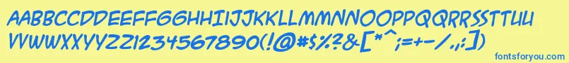AcmesecretagentbbBoldital Font – Blue Fonts on Yellow Background