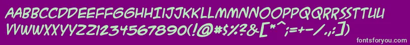 AcmesecretagentbbBoldital Font – Green Fonts on Purple Background