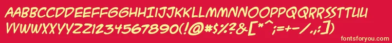 AcmesecretagentbbBoldital Font – Yellow Fonts on Red Background