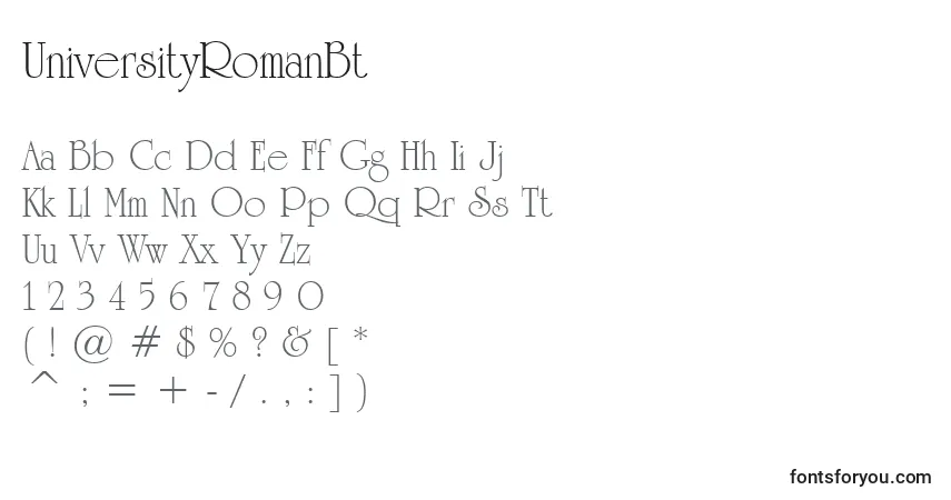 Schriftart UniversityRomanBt – Alphabet, Zahlen, spezielle Symbole