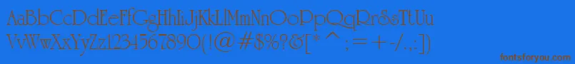 UniversityRomanBt-Schriftart – Braune Schriften auf blauem Hintergrund