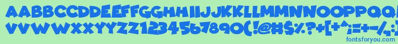フォントComicKings – 青い文字は緑の背景です。