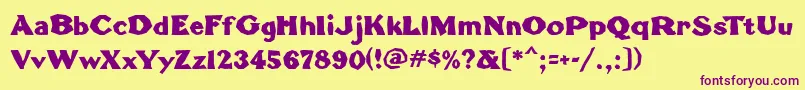 TomahawkMf Font – Purple Fonts on Yellow Background