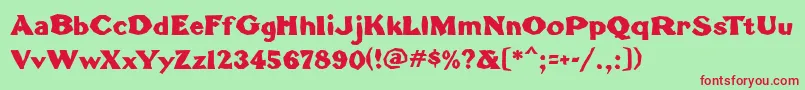 フォントTomahawkMf – 赤い文字の緑の背景