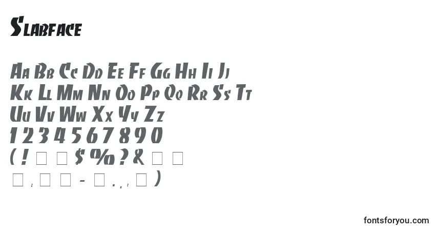 A fonte Slabface – alfabeto, números, caracteres especiais
