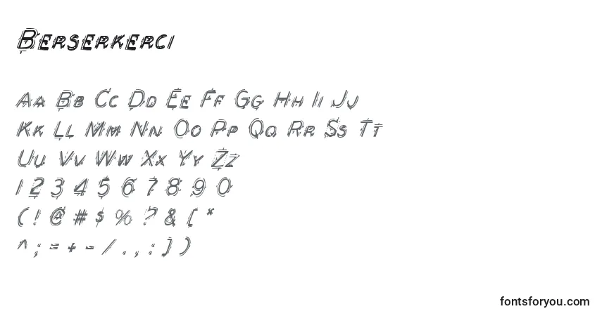 Шрифт Berserkerci – алфавит, цифры, специальные символы