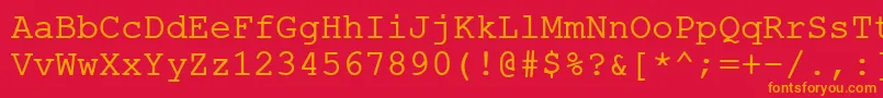 フォントErKurierMac – 赤い背景にオレンジの文字