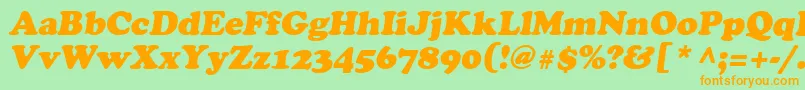 AgcrownstyleOblique-Schriftart – Orangefarbene Schriften auf grünem Hintergrund