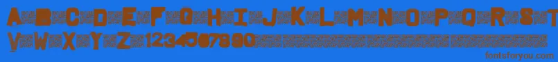Fridgeletters Font – Brown Fonts on Blue Background