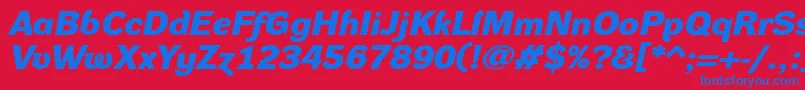 DynagroteskdxeBolditalic Font – Blue Fonts on Red Background