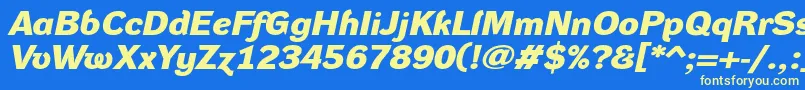 DynagroteskdxeBolditalic-Schriftart – Gelbe Schriften auf blauem Hintergrund
