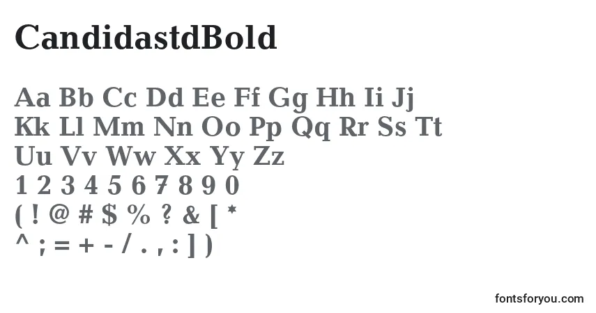 A fonte CandidastdBold – alfabeto, números, caracteres especiais