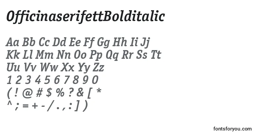 OfficinaserifettBolditalic-fontti – aakkoset, numerot, erikoismerkit