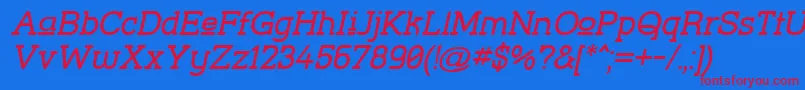 StreetCornerSlabUpperObl Font – Red Fonts on Blue Background