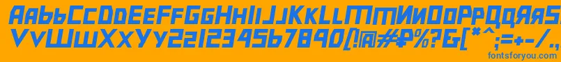 Bolshevikobl-Schriftart – Blaue Schriften auf orangefarbenem Hintergrund