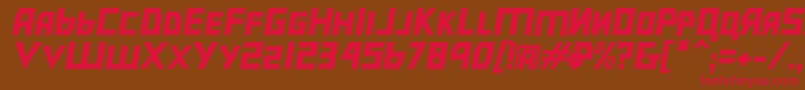 フォントBolshevikobl – 赤い文字が茶色の背景にあります。