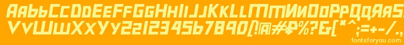 Bolshevikobl-Schriftart – Gelbe Schriften auf orangefarbenem Hintergrund