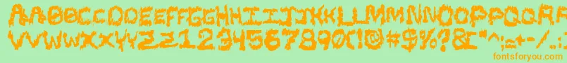 Blacsst-Schriftart – Orangefarbene Schriften auf grünem Hintergrund