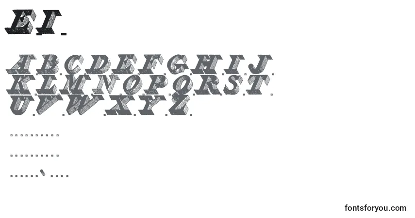 Schriftart EngravierInitials – Alphabet, Zahlen, spezielle Symbole