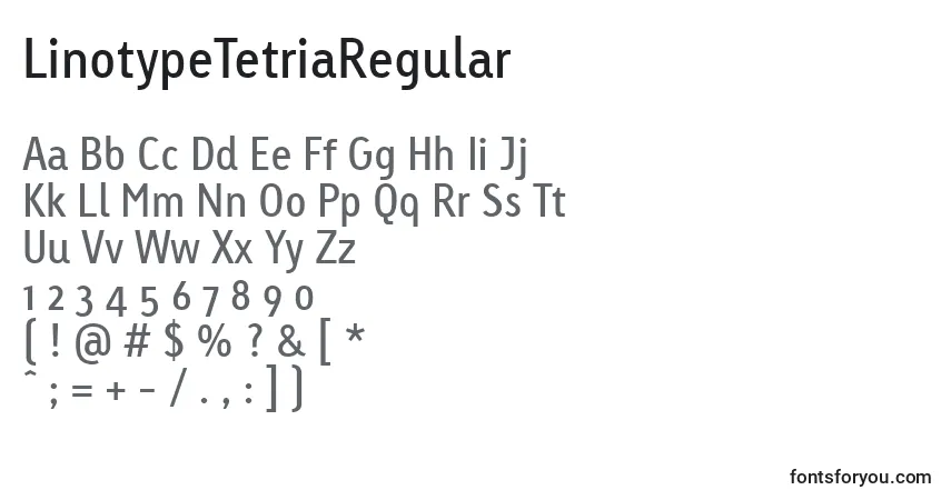 A fonte LinotypeTetriaRegular – alfabeto, números, caracteres especiais