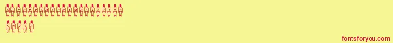 ToySoldier-Schriftart – Rote Schriften auf gelbem Hintergrund