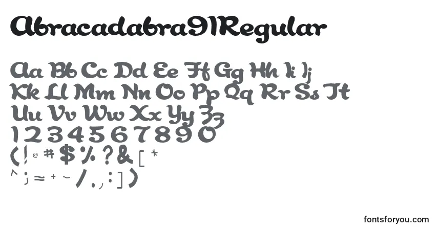 Шрифт Abracadabra91Regular – алфавит, цифры, специальные символы