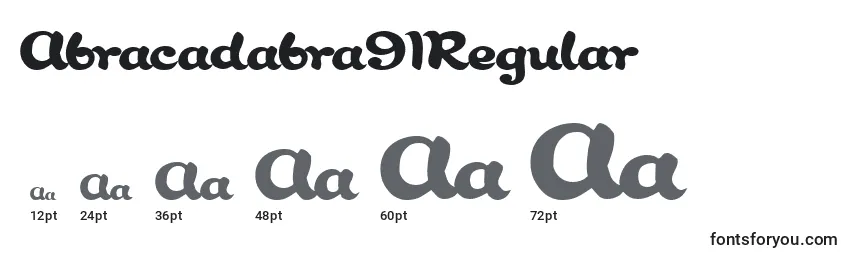 Размеры шрифта Abracadabra91Regular