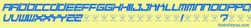 QuaaludesItalic-fontti – siniset fontit keltaisella taustalla