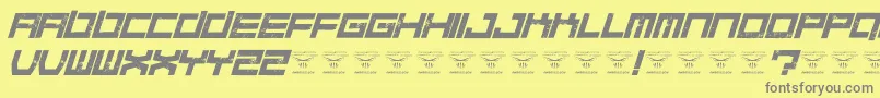 Fonte QuaaludesItalic – fontes cinzas em um fundo amarelo