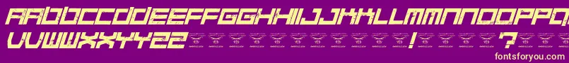 フォントQuaaludesItalic – 紫の背景に黄色のフォント