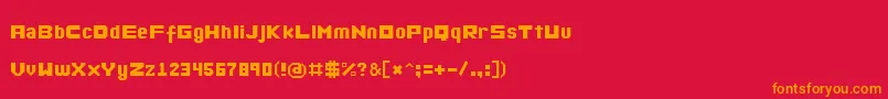 フォントOkulaHayir – 赤い背景にオレンジの文字