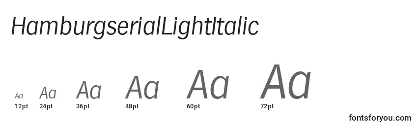 Размеры шрифта HamburgserialLightItalic