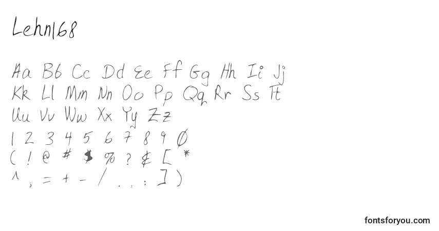 Czcionka Lehn168 – alfabet, cyfry, specjalne znaki