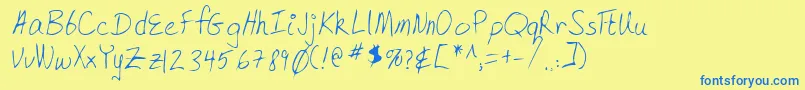 Lehn168-Schriftart – Blaue Schriften auf gelbem Hintergrund