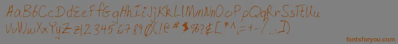 フォントLehn168 – 茶色の文字が灰色の背景にあります。