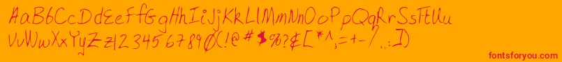 Lehn168-Schriftart – Rote Schriften auf orangefarbenem Hintergrund