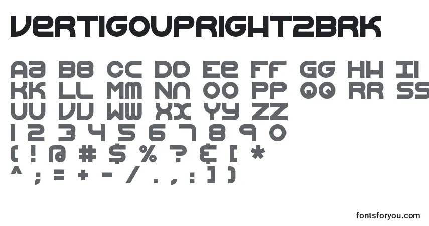 Schriftart VertigoUpright2Brk – Alphabet, Zahlen, spezielle Symbole