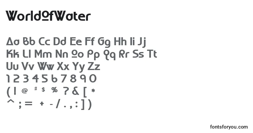 Fuente WorldOfWater - alfabeto, números, caracteres especiales